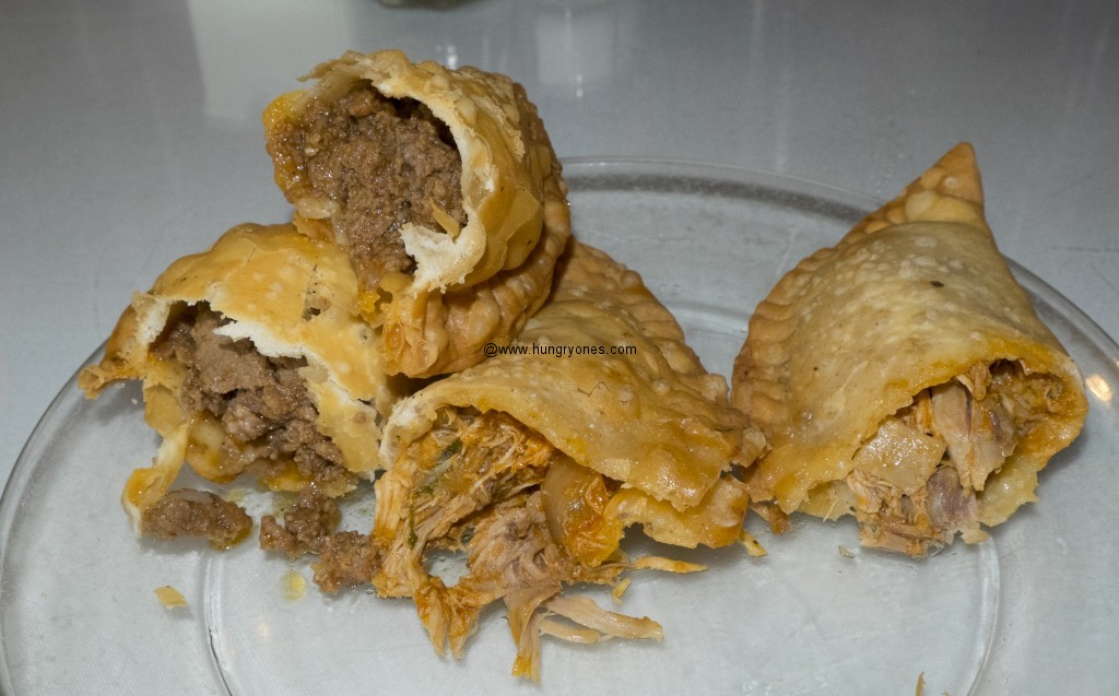 Beef and chicken empanadas.