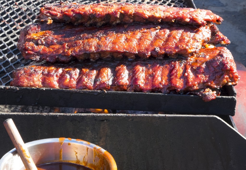 Baby back ribs on the grill.